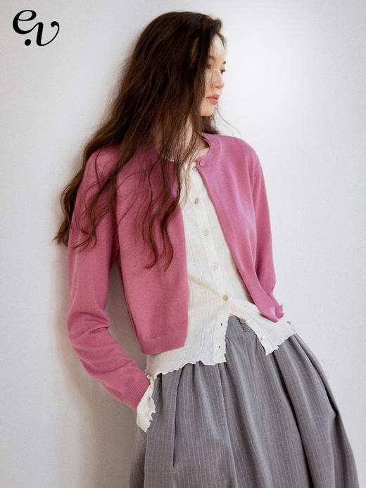 Even Vintage|100%羊毛 早春优雅精美蕾丝花边假两件针织开衫毛衣 商品图0