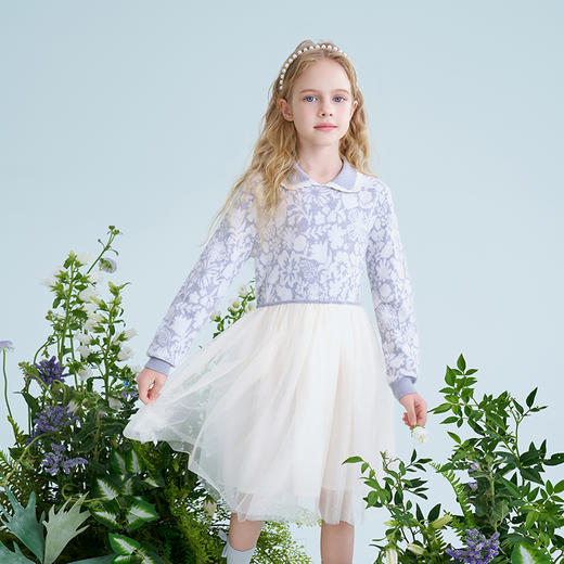 【可机洗】mettekids儿童羊毛连衣裙春季新款女童网纱针织公主裙 商品图4