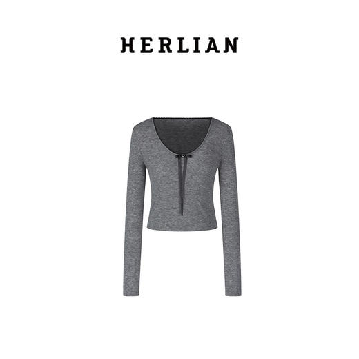 HERLIAN 2025年春季女士蝴蝶结装饰轻薄长袖针织衫 商品图4