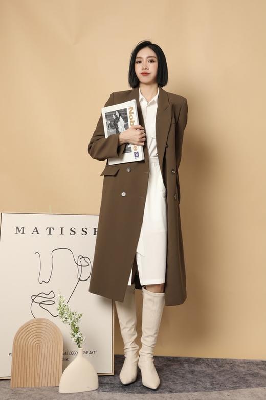 ESTELLICA 翻领双排扣军绿色外套 15448 商品图1