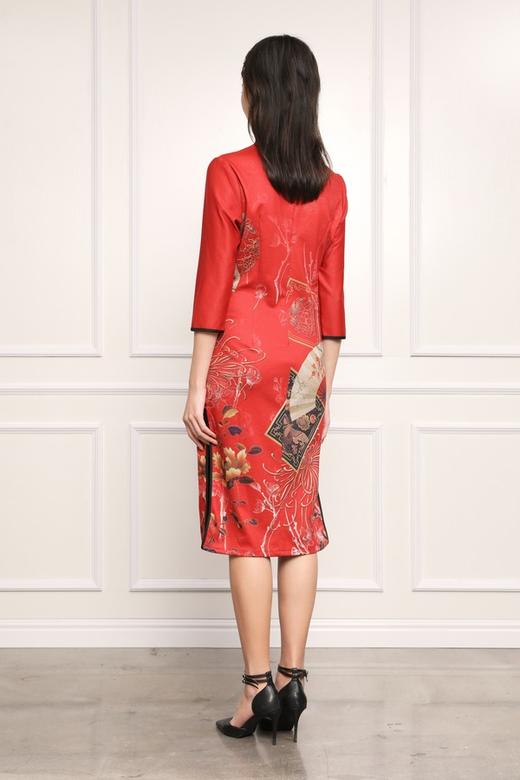 ELLA JADE 复古修身中国红旗袍连衣裙 11932 商品图2