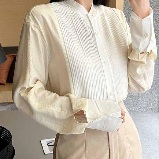 顺丰包邮洛诗琳35129轻柔细腻撞色设计打条小立领休闲衬衣82125 商品图4