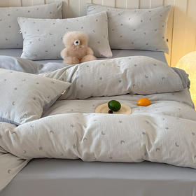 老米优品🎈睡眠是顶级奢侈品，让你睡在银河里🌙星星月亮《母婴级A类 纯棉棉皱皱纱四件套》出口代工厂！全棉双层纱，床品四件套！