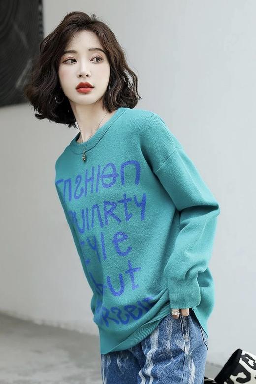 LA CRAWFISH 蓝绿色字母上衣 15397 商品图0