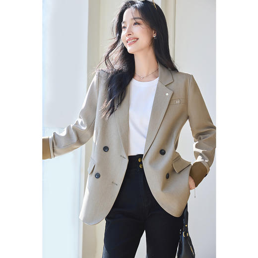 VICTORIA&VERA女装春季“定制人生”高级感正肩膀显瘦气质撞色袖西服 商品图2