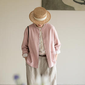 牧衣游原创 手工刺绣舒适棉短外套新品柔软亲肤休闲百搭开衫 幸禾