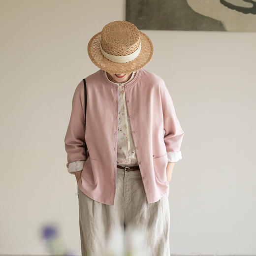 牧衣游原创 手工刺绣舒适棉短外套新品柔软亲肤休闲百搭开衫 幸禾 商品图0