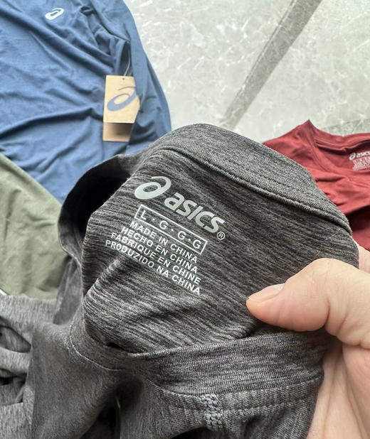 全新正品asics亚瑟士新款圆领弹力速干透气运动长袖T恤，黑色 灰色 深蓝 军绿 酒红 商品图3