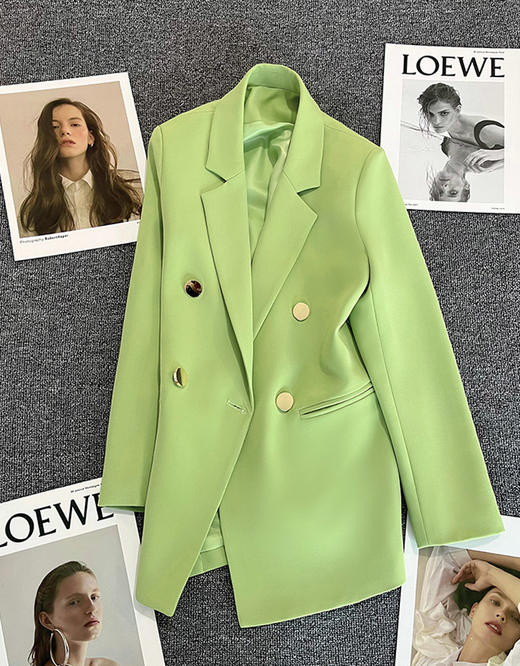 雀说 春秋季新款西装外套女金属扣英伦风休闲百搭乳白色减龄小个子西服潮5ZF-21705 商品图7