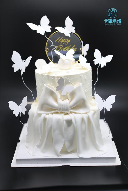 女神蝴蝶结翻糖双层蛋糕 商品图1
