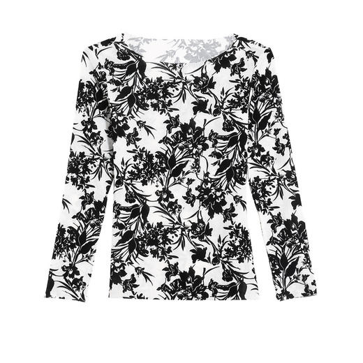 TZW-2025春季新款网纱印花内搭外穿打底衫修身显瘦圆领T恤 商品图4