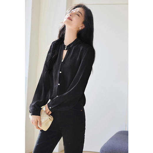 VICTORIA&VERA春季“印象西湖”设计感国风仿醋酸肌理感镂空新中式衬衫 商品图6