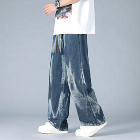 【DYF】大依优型大码男装直筒牛仔裤休闲风宽松舒适阔腿胖子加肥加大长裤男士潮流