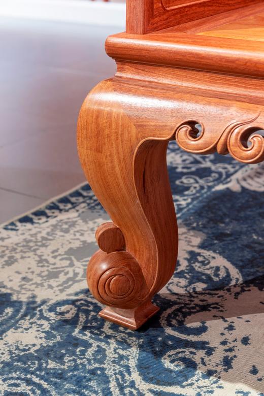 红桥红  家具严选  缅甸花梨（大果紫檀）【双龙捧寿 卷珠腿罗汉床两件套】 商品图2