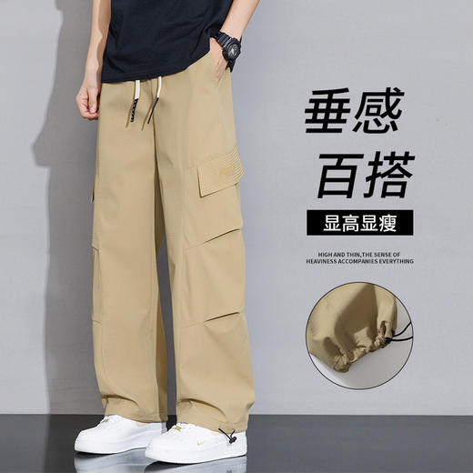 【DYF】大依优型大码直筒休闲裤宽松运动阔腿休闲长裤子美式工装裤男士潮流胖子 商品图3