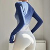 跃牌【美西西系列】高颜值瑜伽服T恤女渐变色紧身显瘦运动上衣专业跑步训练健身长袖CX-6207 商品缩略图2
