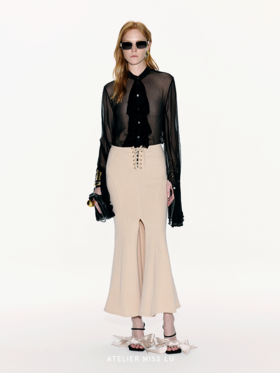 【暗调爵士】宫廷风飘逸装饰透视桑蚕丝上衣