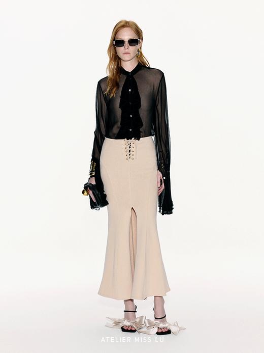 【暗调爵士】宫廷风飘逸装饰透视桑蚕丝上衣 商品图0