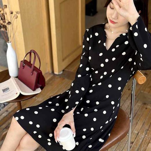 顺丰包邮洛诗琳34832稀缺真丝不规则波点装饰链条连衣裙22783 商品图1