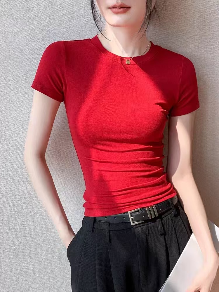福利芳姐同款红色短袖