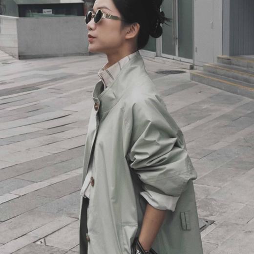 顺丰包邮洛诗琳35636英伦风纸质感肌理单排扣中长款风衣外套女627 商品图2