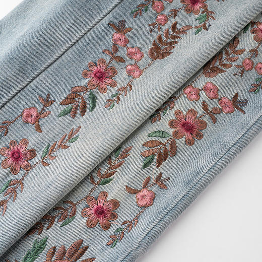 国风绣花时尚牛仔直筒裤垂感修身2025年春夏款MYX-1228-L 商品图3