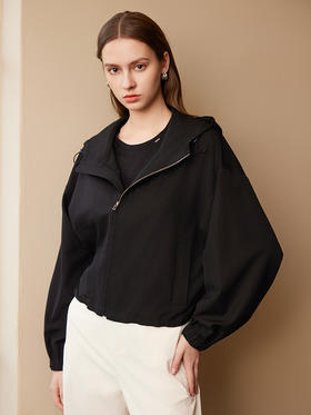 【短款连帽外套】25年春季新品女士羊毛外套时尚百搭梭织小外套