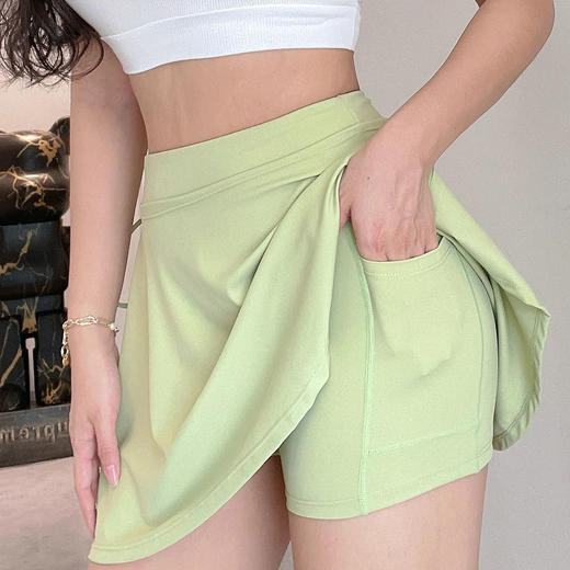 跃牌【美西西系列】新款运动瑜伽短裙女网球裙防走光假两件侧开叉健身房短裙短裤DK-059 商品图2