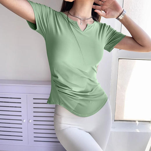 跃牌【美西西系列】紧身运动上衣女短袖短款性感修身健身服网红速干衣瑜伽T恤DX-226 商品图2