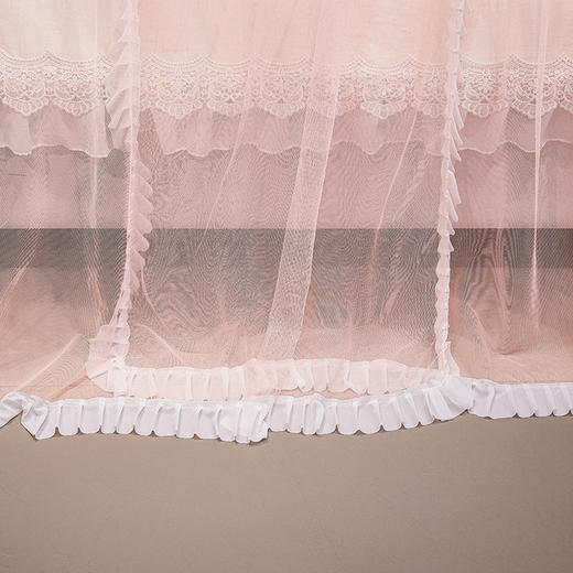 自然醒公主风纹帐U型轨道蚊帐家用双人导轨婚庆滑轨三开门加密伸缩2506HH 商品图11