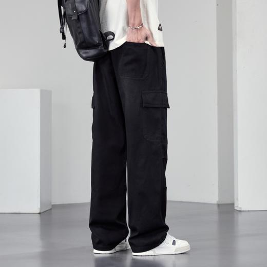 【DYF】大依优型大码工装牛仔裤松紧腰男压褶水洗美式高街复古宽松直筒阔腿潮流胖子 商品图3