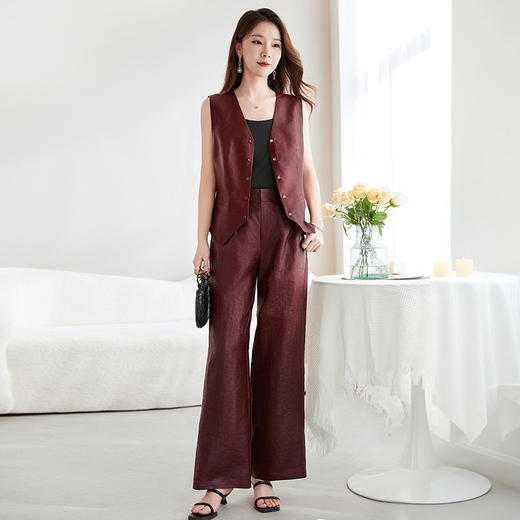 QS-62598908马甲+42598906裤子春夏非遗香云纱直筒长裤宽松显瘦大码休闲裤 商品图0