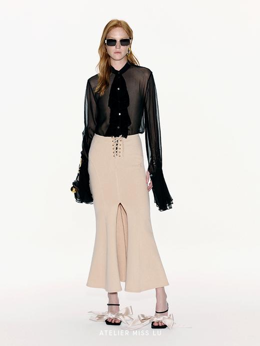 【暗调爵士】宫廷风飘逸装饰透视桑蚕丝上衣 商品图2