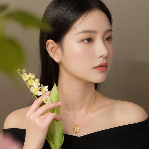 【热卖臻品】芳华-美人如花吊坠 宝相花足金黄金钻石红宝石挂坠MEMORA诗普琳LP458001 商品图1