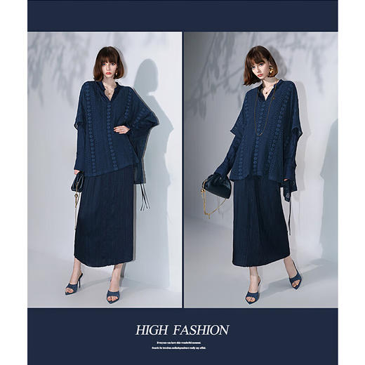 COCOBELLA丝光缎面压褶气质通勤半身裙温柔垂顺遮胯筒裙HS7026C 商品图2