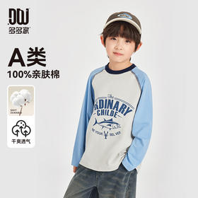 【件件底价，童装双倍积分】多多家男童纯棉长袖T恤春秋款2025新款儿童插肩袖印花打底衫上衣10343