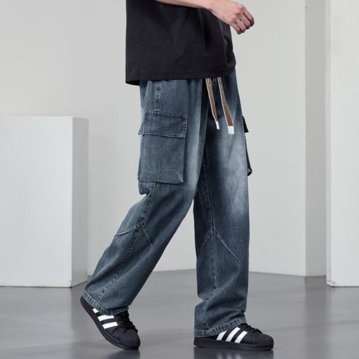 【DYF】大依优型大码男装松紧腰直筒牛仔裤宽松运动休闲风潮流男士胖子长裤 商品图2