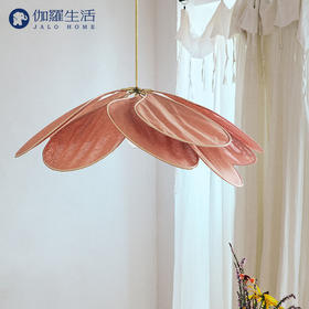 伽罗 JALO 手工藤编棉麻花瓣吊灯