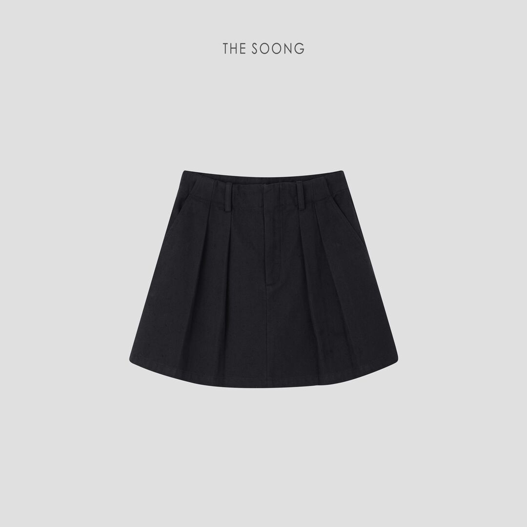 THESOONG"拓扑美学"100%棉立裁垂坠肌理感中腰半身裙HZQZ5742
