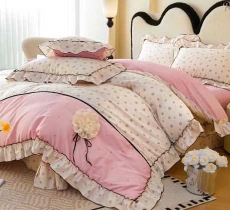 韩式公主风全棉荷叶边清新小碎花欧诗漫四件套G117800032 商品图2