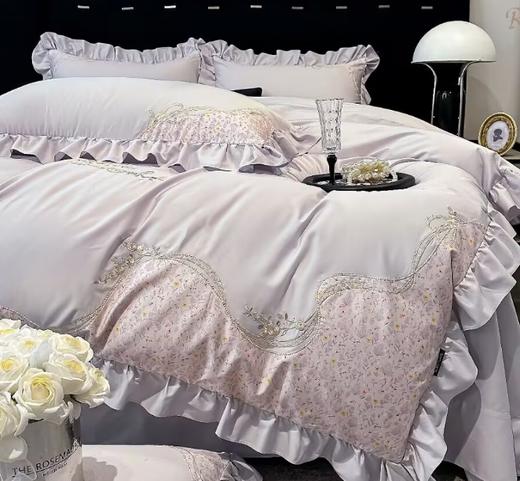 天丝棉刺绣荷花边菲丽丝四件套G117800031 商品图1