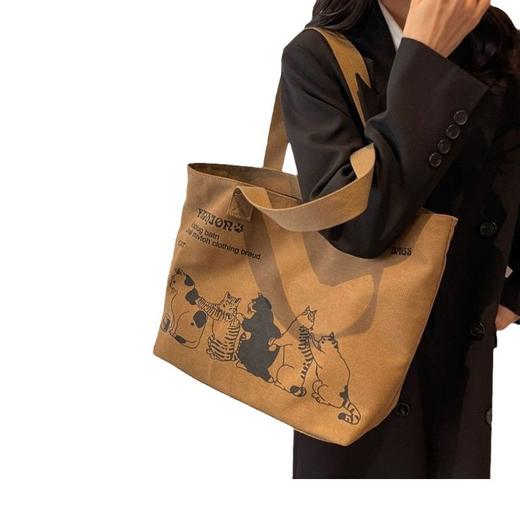 「美拉德风！升级款」欧美复古时尚帆布包 日韩学生简约单肩包大容量腋下托特箱包 商品图4