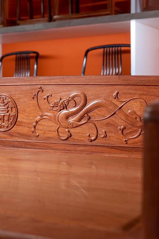 红桥红  家具严选  缅甸花梨（大果紫檀）【双龙捧寿 卷珠腿罗汉床两件套】 商品图3