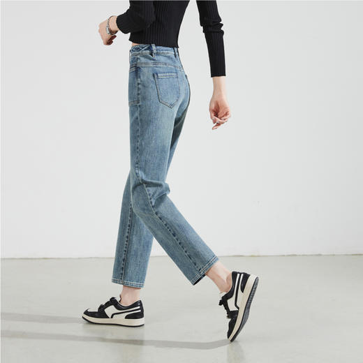 【降价！九分小直筒】逸阳大口袋复古显瘦弹力烟管牛仔裤子0873 商品图3