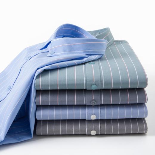 【100棉】罗蒙男士长袖条纹衬衫百搭通勤商务职业衬衫经典舒适翻领男衬衣 商品图1