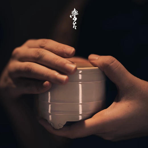 学古|弦纹香炉 景德镇陶瓷米黄釉工夫茶道香道专用空熏杯 商品图3