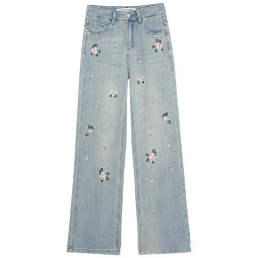 绣花牛仔直筒裤窄版修身阔腿裤2025年春夏款MYX-763-L 商品图4