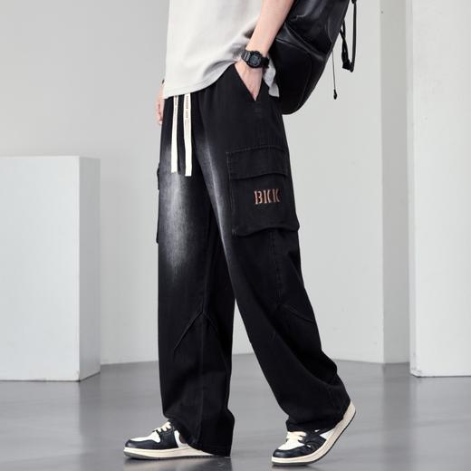 【DYF】大依优型大码男装松紧腰直筒牛仔裤宽松运动休闲风潮流男士胖子长裤 商品图4