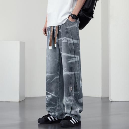 【DYF】大依优型大码男装松紧腰直筒牛仔裤宽松运动休闲风潮流男士胖子长裤 商品图4