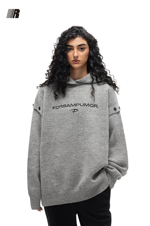 【陆思恒同款】FDR 肩部可开扣刺绣连帽毛衣男女秋冬季加厚针织衫 商品图5